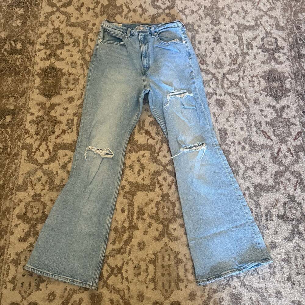 Levi's Premium 70s High Flare Distressed Light Wash Jeans Size 30